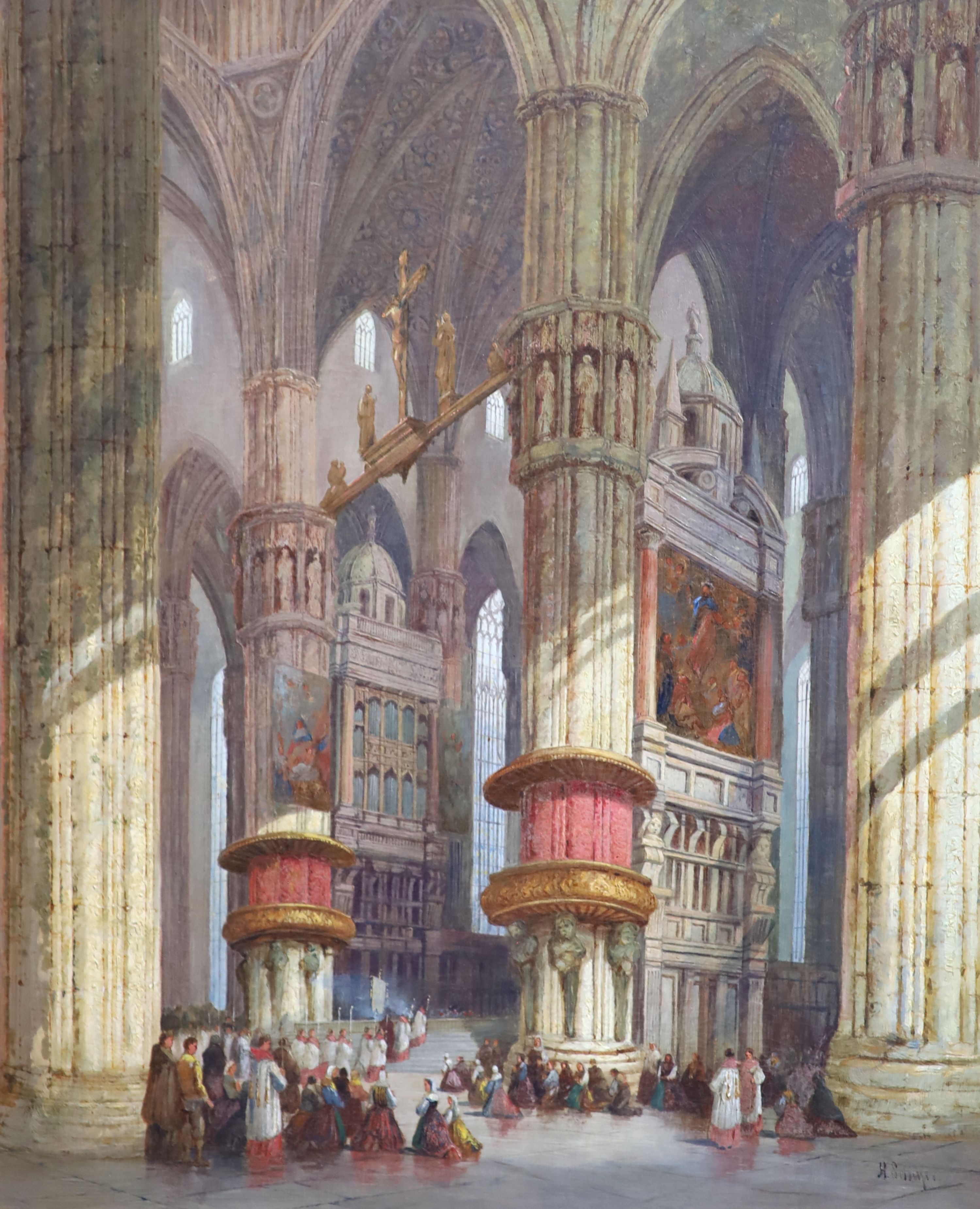 Henry Schafer (1833-1916), Milan Cathedral, Oil on canvas, 60 x 50cm.
